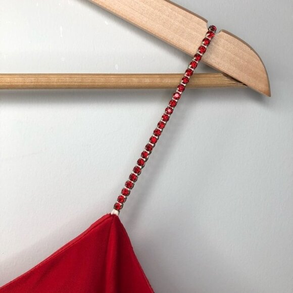 JESSICA McClintock  Vintage Red Satin Mini Dress Size 9/10 - Picture 2 of 7